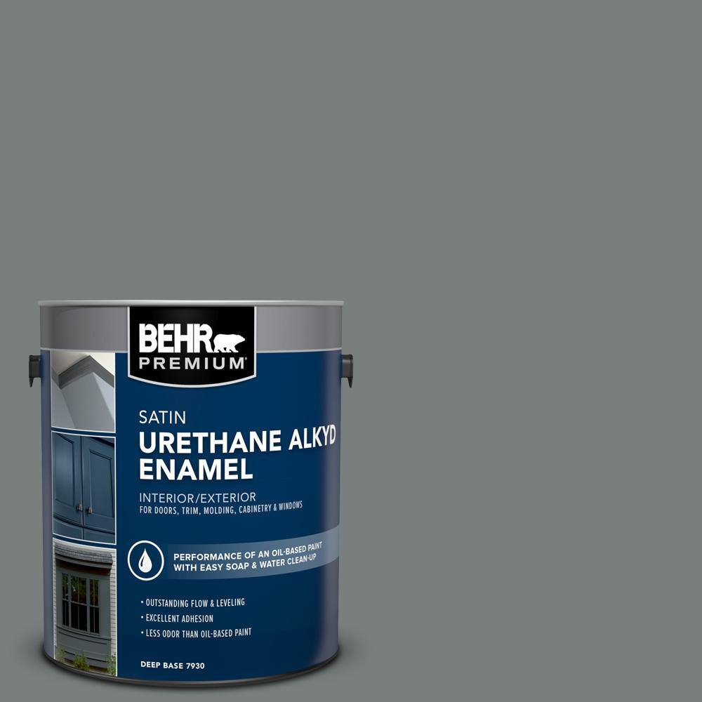 BEHR PREMIUM 1 gal. PPU2518 Shutter Gray Urethane Alkyd Satin Enamel
