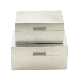 CosmoLiving by Cosmopolitan Silver Wood Glam Decorative Box (Set of 2)