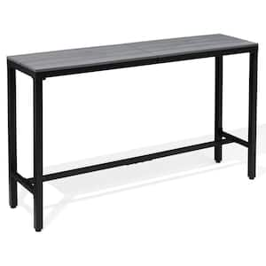 63 in. W x 15.7 in. D x 37 in. H Patio Metal Bar Height Dinning Table with Top in Gray