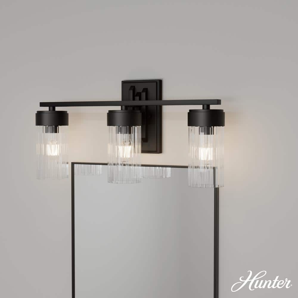 Gatz 22.25 in. 3-Light Matte Black Vanity Light with Clear Fluted Glass Shades price history on PriceWatchPro