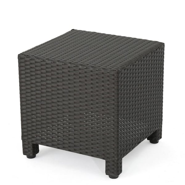 Miscool Anky Dark Brown Square Wicker 18 in. H Accent Outdoor Coffee Table