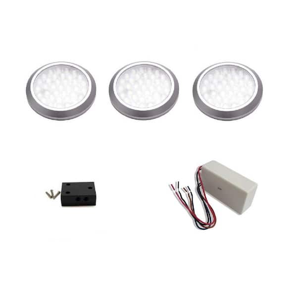 macLEDS LED Dimmable Hard Wired Under Cabinet Puck Light (3-Pack)