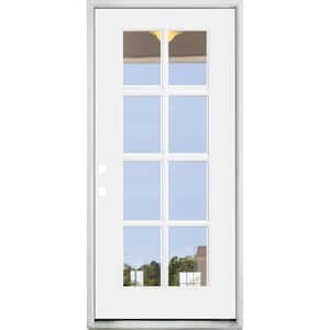 32 in. x 80 in. Legacy 8 Lite Full Lite Clear Glass Right Hand Inswing White Primed Fiberglass Prehung Front Door