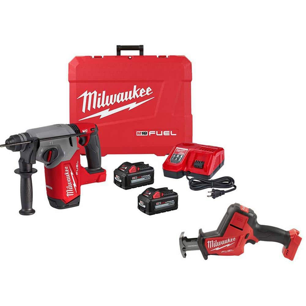 M18 FUEL 18-Volt Lithium-Ion Brushless 1 in. Cordless SDS-Plus Rotary Hammer Kit w/FUEL HACKZALL -  Milwaukee, 2912-22-2719