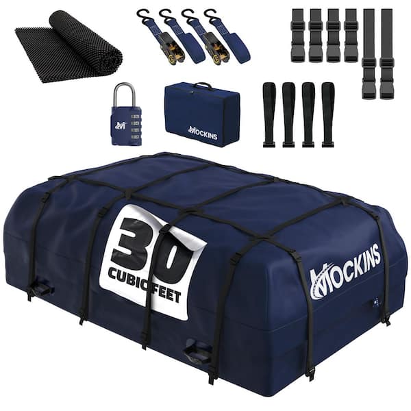 30 Cu Ft. Navy Waterproof Car Roof Cargo Bag (60 in. x 43 in. x 20 in.) with PVC Mat, Straps, Hooks, Lock and Carry Case