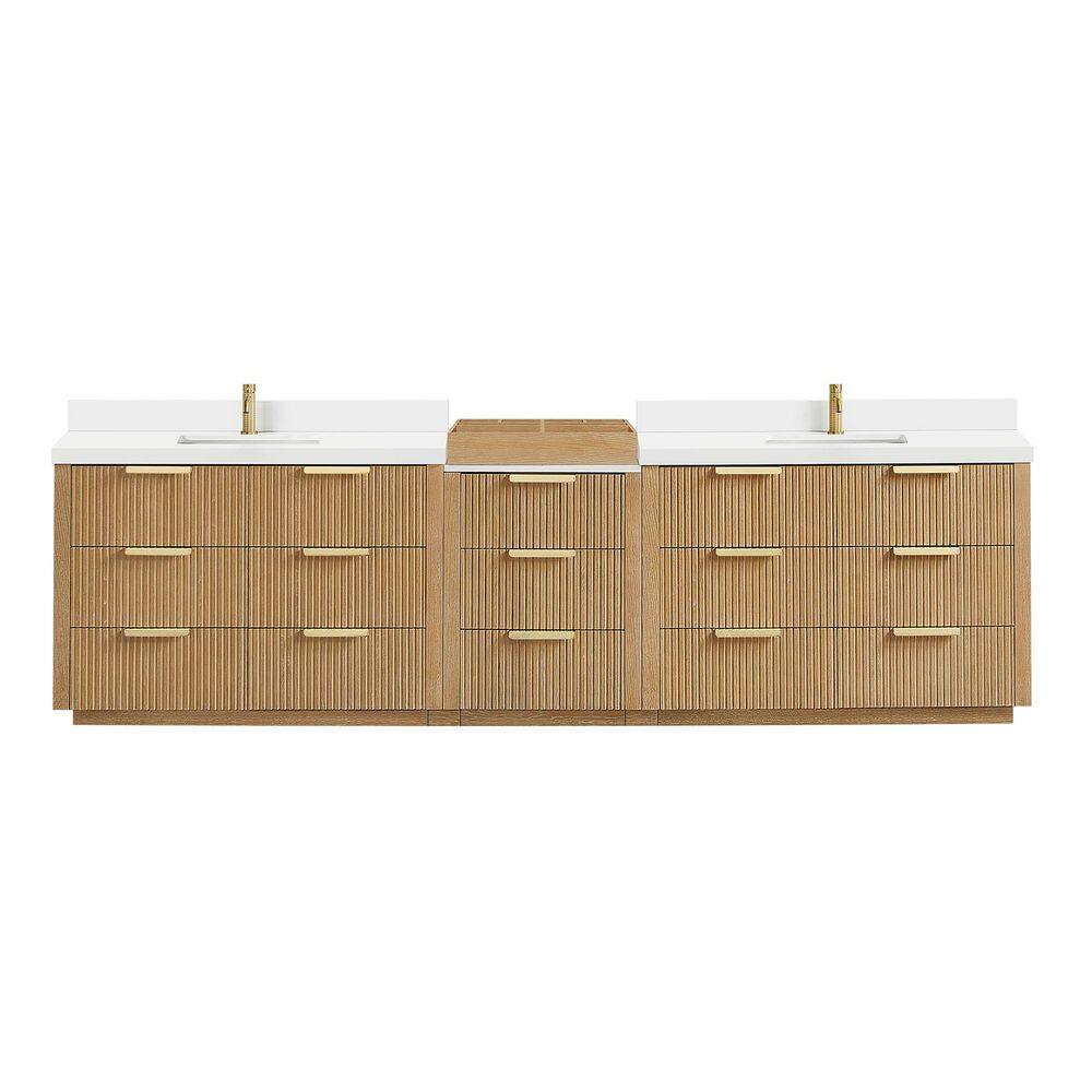 Santarem 120 in. W x 22 in. D x 35.6 in. H Double Sink Bath Vanity in Washed Ash Grey with Pure White Quartz Stone Top price history on PriceWatchPro