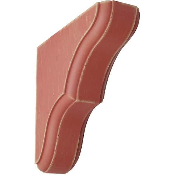 Ekena Millwork 1-3/4 in. x 5-1/2 in. x 5-1/2 in. Salvage Red Stratford Wood Vintage Decor Bracket