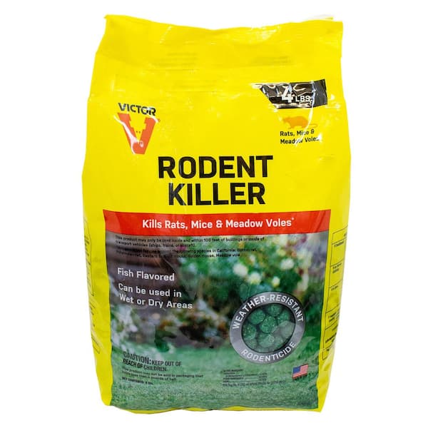 Victor 4LB Rodent Pest Killer - Weather-Resistant, Powerful Formula Eliminates Rats, Mice, and Meadow Voles
