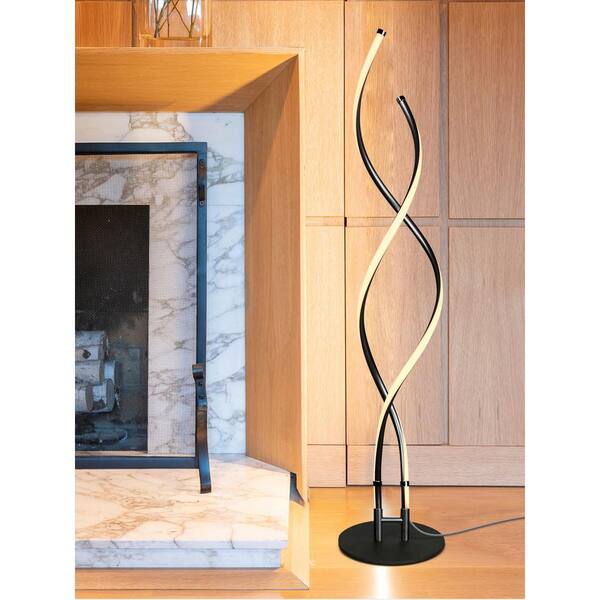 Function Floor Lamp Classic Depot Industrial with Dimmer Efficient YP-RY1Z-9X9A - 2-Light Energy 60 3-Way Brightech Embrace in. Black LED Home The Built-In