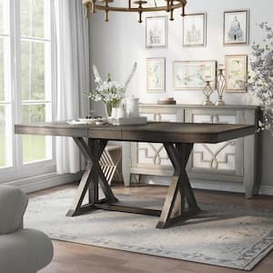 Idyllwild Rustic Gray Wood 78 in. Trestle Dining Table (Seats 8)