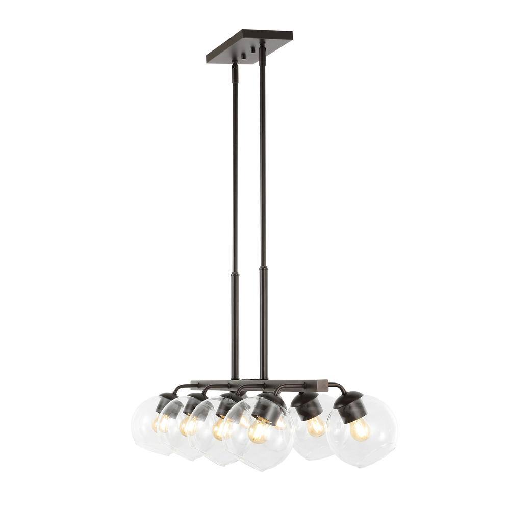 Julian 56.5" Oil-Rubbed Bronze LED Linear Pendant with Clear Glass Globes