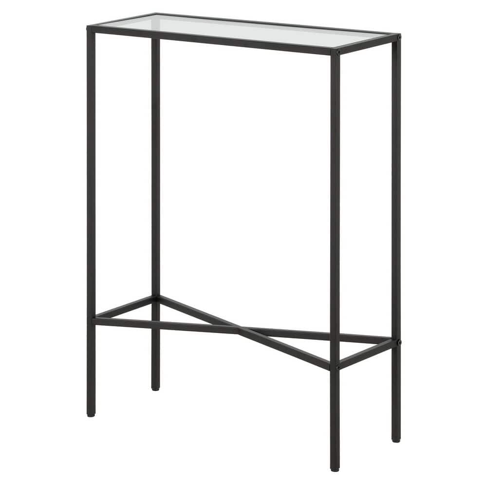 Henley 22" Blackened Bronze Steel and Glass Hallway Table