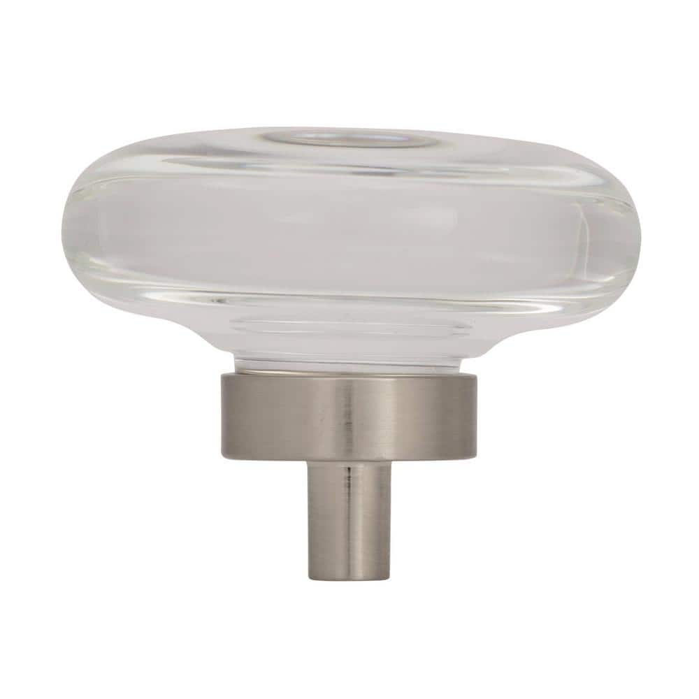 Clear and Brushed Nickel Round Cabinet Knob with Mounting Hardware