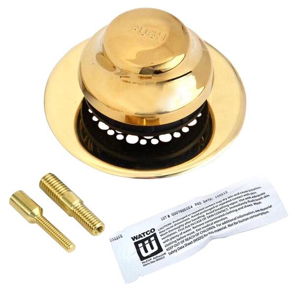 Watco Universal NuFit Foot Actuated Bathtub Stopper with Grid Strainer and 2-Pin Adapters - Silicone, Polished Brass
