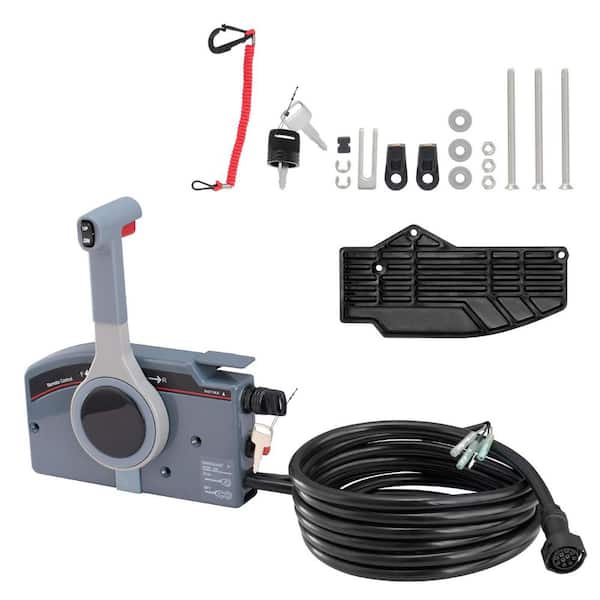SKYSHALO Boat Throttle Control, 703-48205-16 Side-Mounted Outboard Remote Control Box for Yamaha 4-Stroke 16.6 ft. Harness 10 Pin
