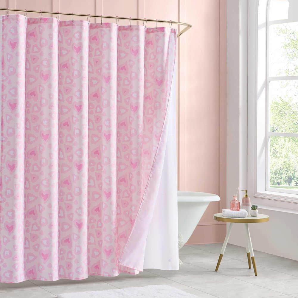 Animal Lover 72 in. W x 72 in. L, Polyester 14 Piece Shower Curtain Set with Hooks and Liner in Pink/Light Pink price history on PriceWatchPro