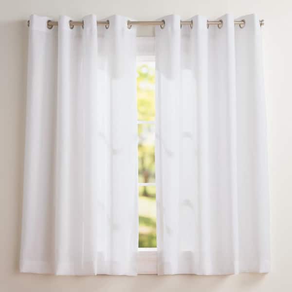 Loha Winter White Solid Light Filtering Grommet Top Curtain, 54 in. W x 63 in. L (Set of 2)