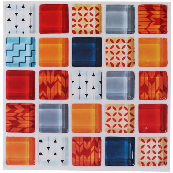 Ejoy 3D Mosaic Self-Adhesive Glossy Gel Backsplash Tile, JM715,8 inchx8 inch/pc (Set of 12pc)