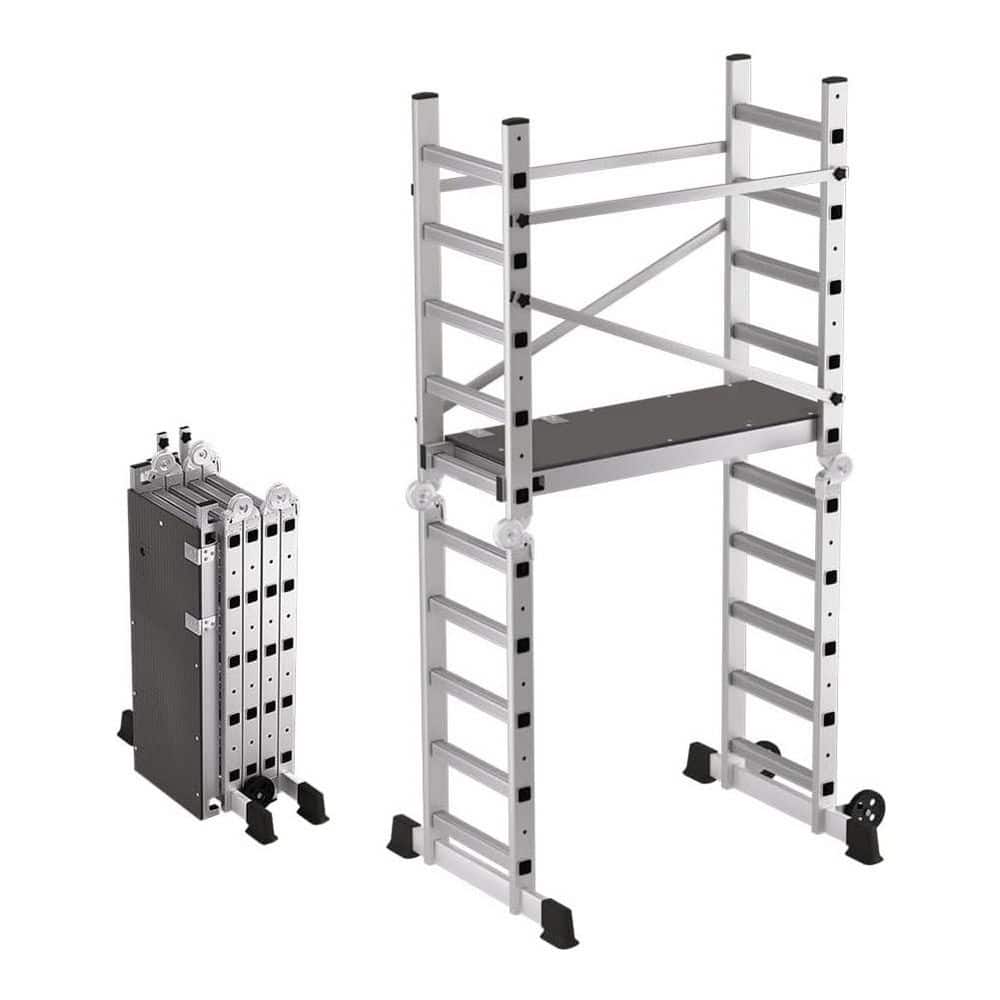4.11 ft. x 1.10 ft. Aluminum Foldable Scaffolding Ladder, Multipurpose Roll