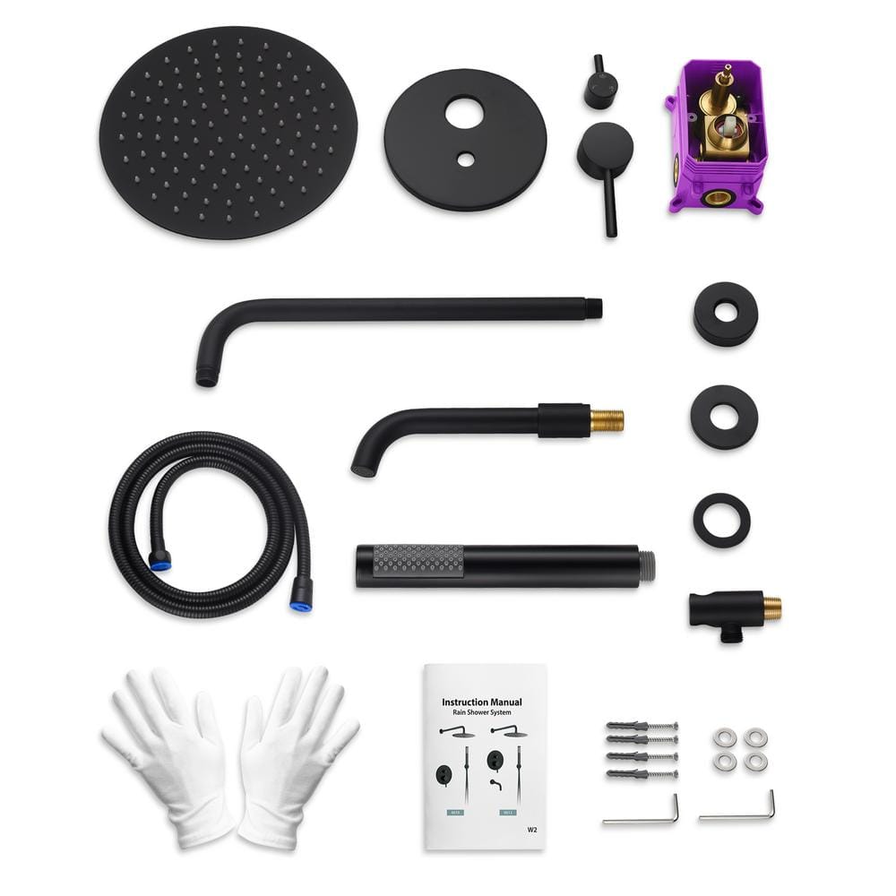 Matte Black Adjustable Rainfall Shower Head Set with Handheld Spray