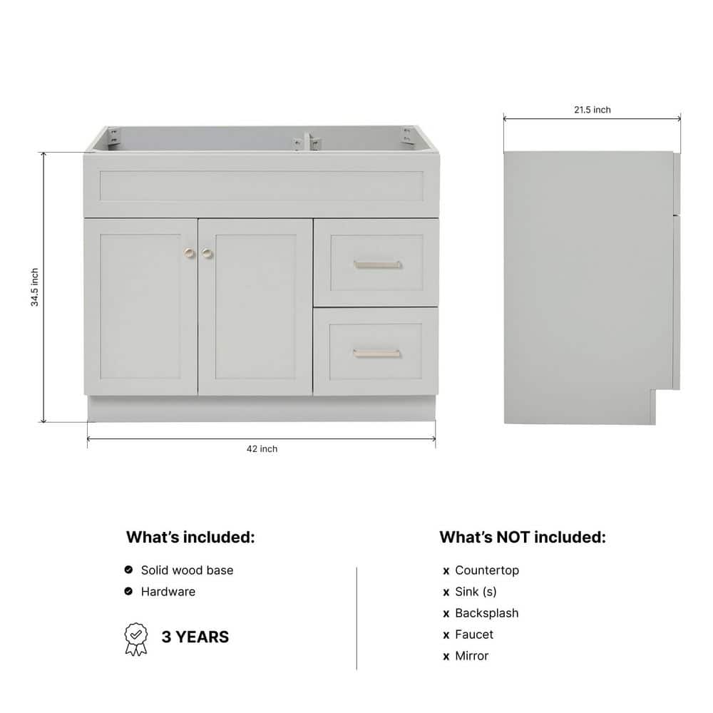 Hamlet 42" Grey Solid Wood Freestanding Single Vanity Cabinet
