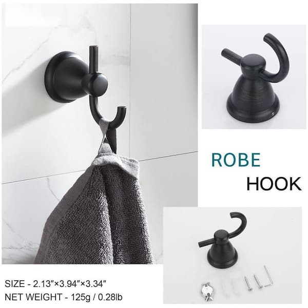 Dracelo 4-Piece Bath Hardware Set with Towel Ring Toilet Paper Holder Robe Hook and 18 or 24 in. Towel Bar in Brushed Nickel