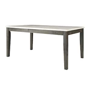 Merel 64 in. Rectangle Gray Marble Top with Wood Frame (Seats 6)