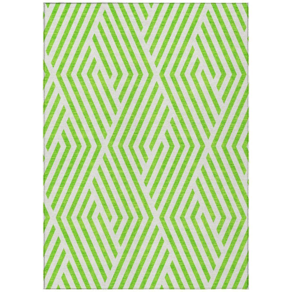 Lime Green and White 10 ft. x 14 ft. Woven Geometric Rectangle Indoor/Outdoor Area Rug price history on PriceWatchPro