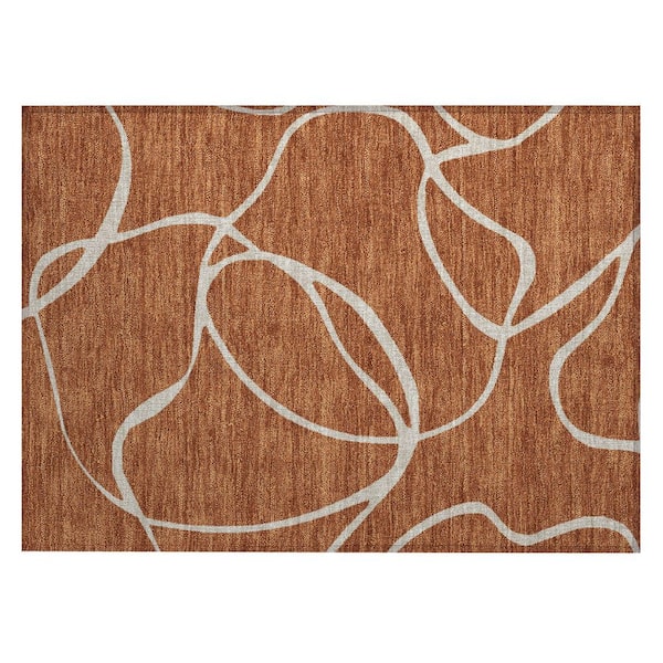Chantille Machine Washable Indoor/Outdoor Abstract ACN999 Paprika 1 ft. 8 in. x 2 ft. 6 in. Area Rug