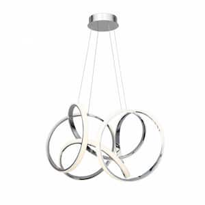 Vornado 29 in. 750-Watt Equivalent Integrated LED Chrome Pendant with Composite Shade