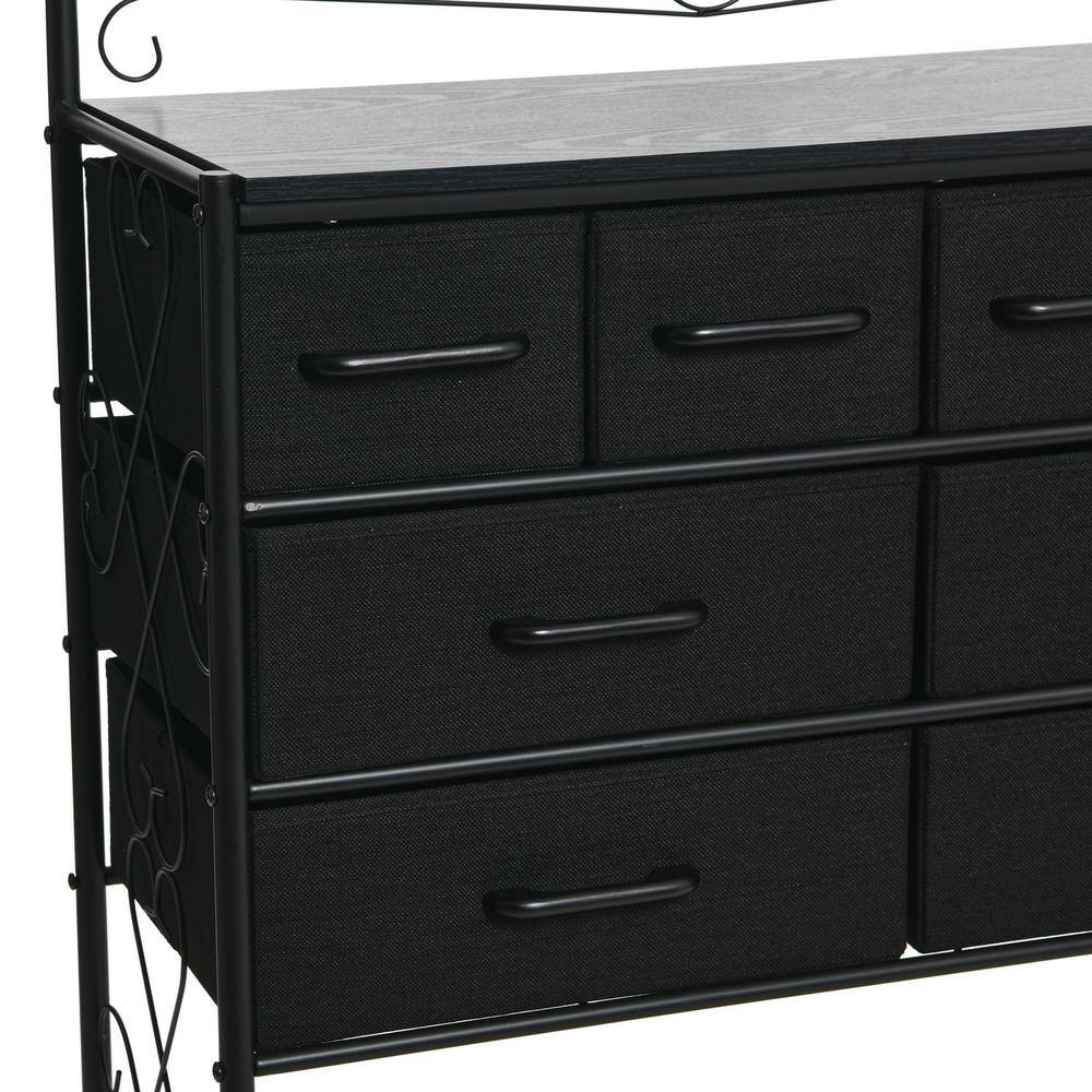 Black Oak Coastal Vertical Dresser with Metal Frame