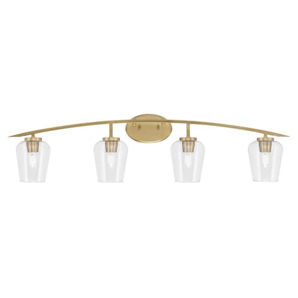 Unbranded Siena 40 in. 4-Light Vanity Light New Age Brass with Clear Bubble Glass Shades