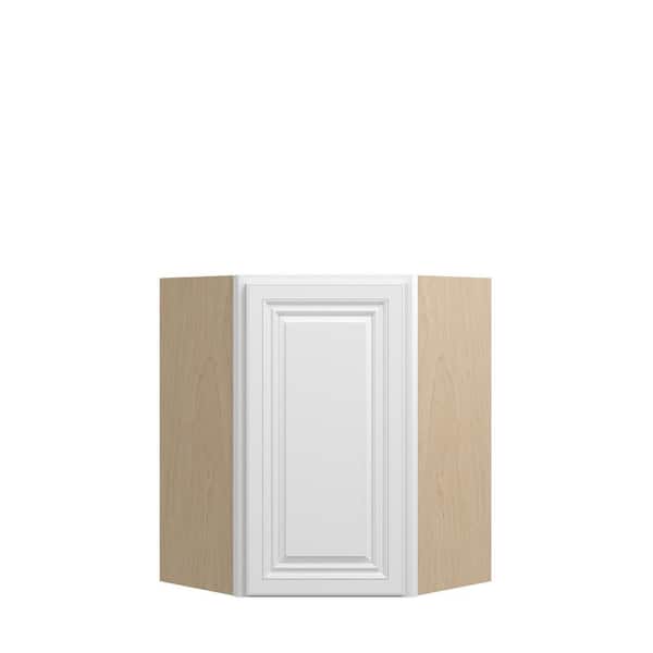 Damascus Raised 24 in. W x 30 in. H x 12 in. D in French Vanilla Plywood Assembled Corner Diagonal Wall Cabinet