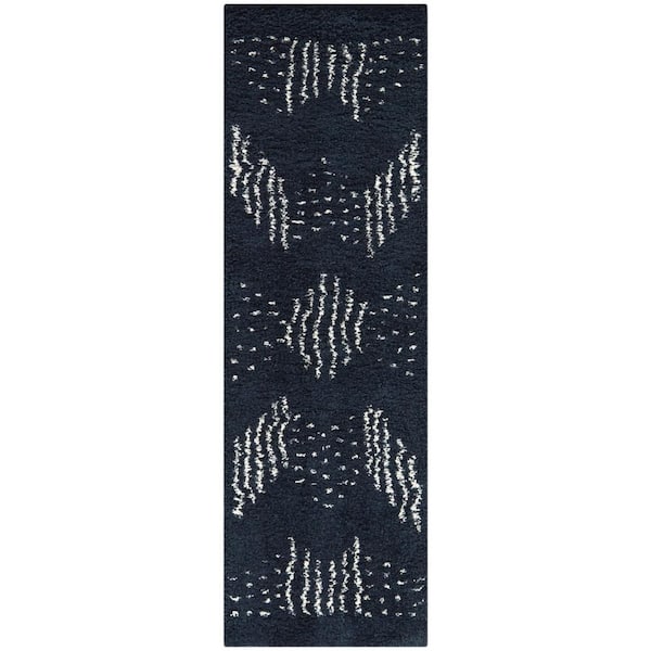 BALTA Kalpana Dark Blue 2 ft. x 7 ft. Striped Runner Rug