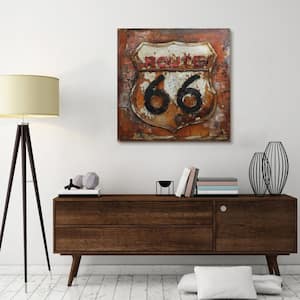 32 in. x 32 in. "Route 66" Mixed Media Iron Hand Painted Dimensional Wall Art