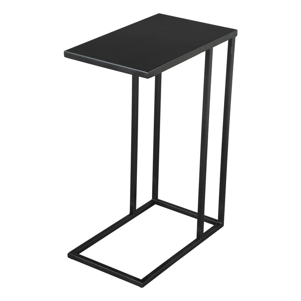 Black Powder-Coated Metal Rectangular Side Table