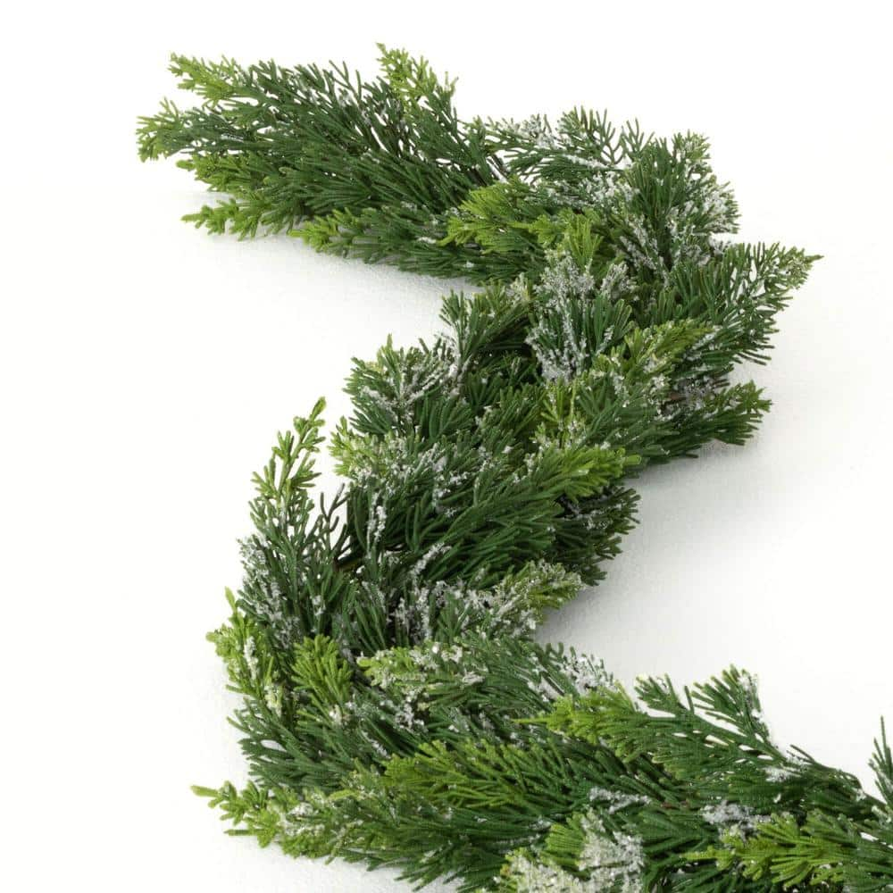 SULLIVANS Artificial 6 ft. Frosted Green Unlit Cedar Garland, Green Christmas Garland