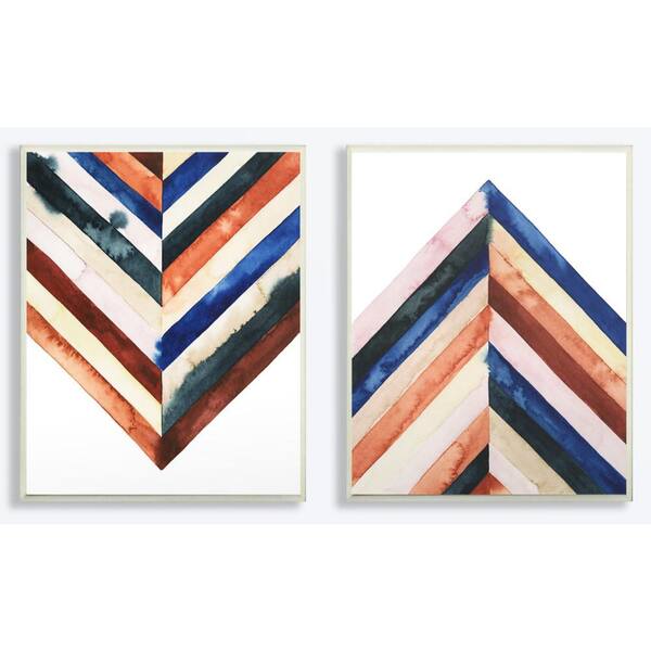 Stupell Industries 2pc, 10 in. x 15 in." Watercolor Abstract Layered Shapes" by Grace Popp Printed Wood Wall Art