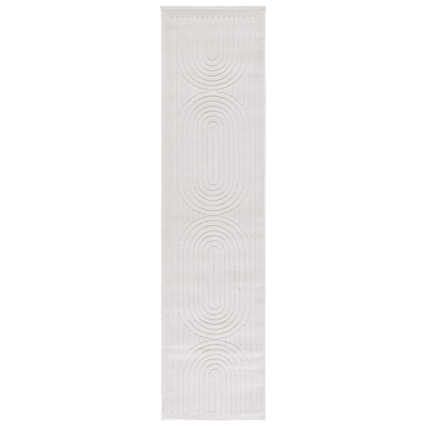 Stella Ivory 2 ft. x 8 ft. High-Low Arches Border Indoor/Outdoor Runner Rug