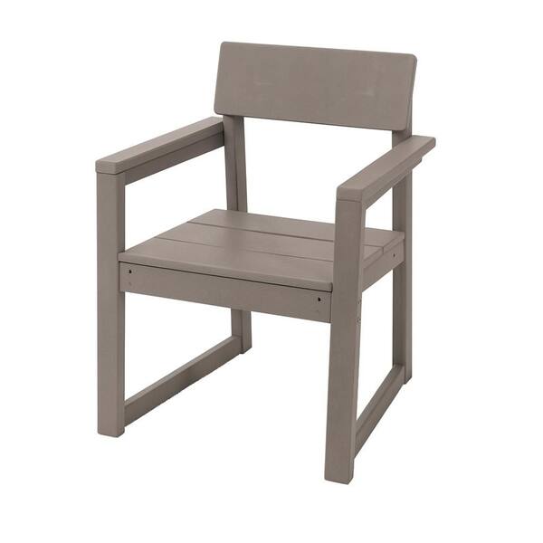 1-Piece Slate Grey HDPE Plastic Outdoor Lounge Chair Armchairs with backres