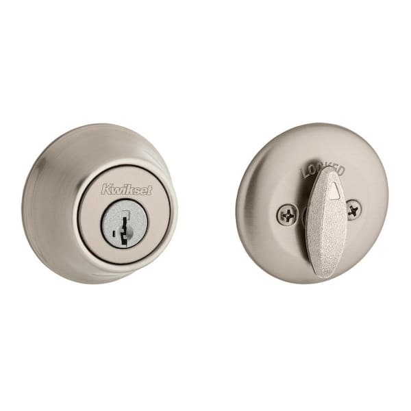 660 Satin Nickel Single Cylinder Deadbolt featuring SmartKey Security and Microban Technology