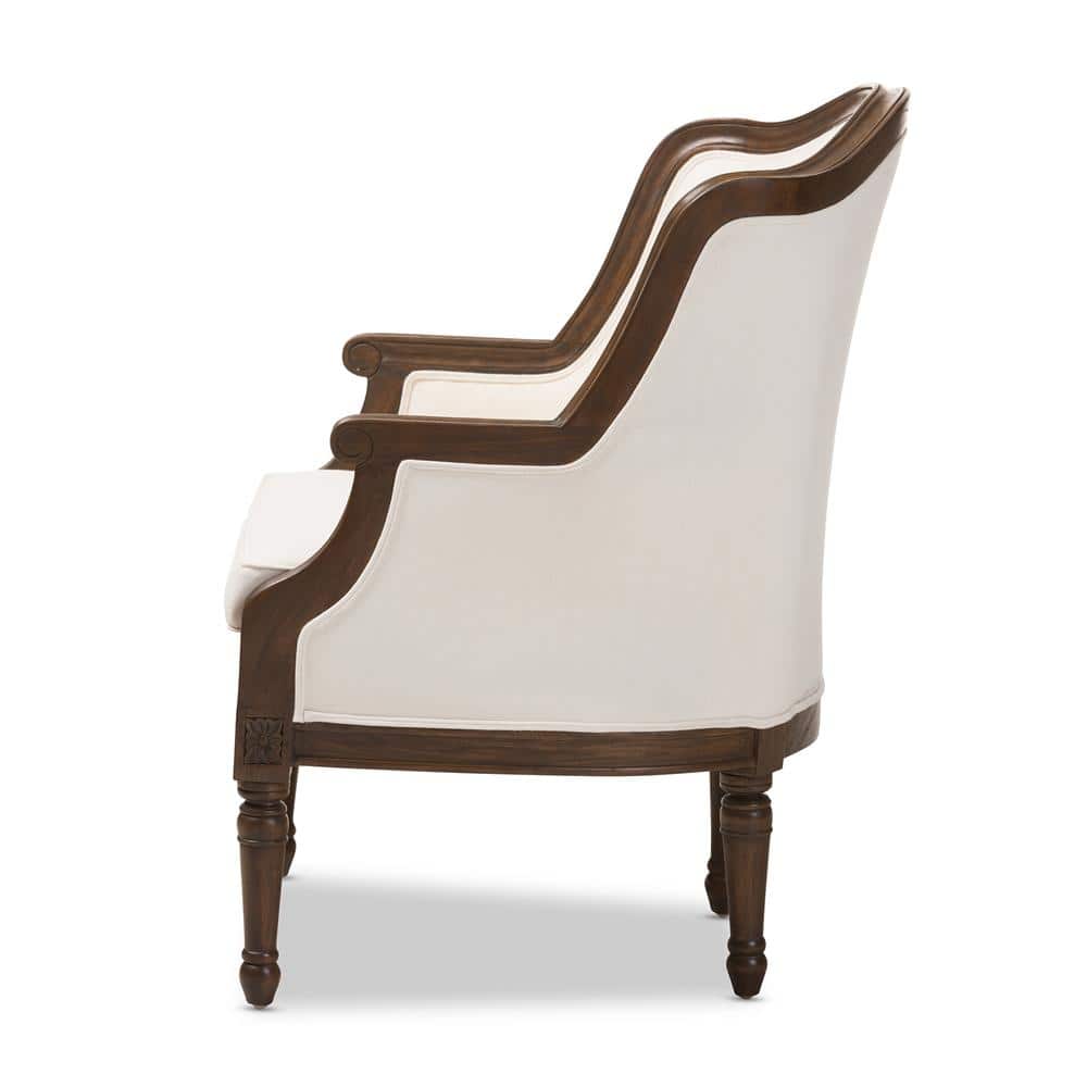 Off-White Cedar Wood French Accent Chair