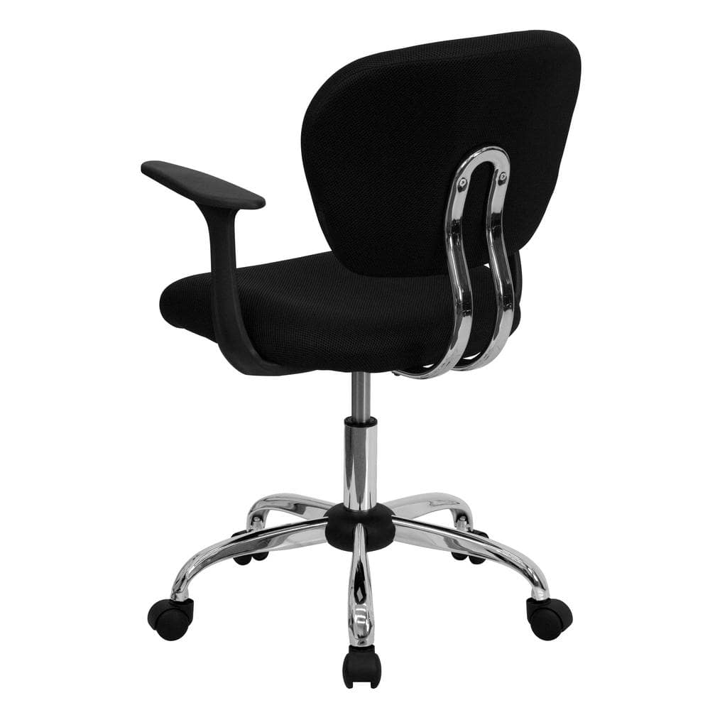 Beverly Mid-Back Black Mesh Swivel Task Chair with Chrome Base
