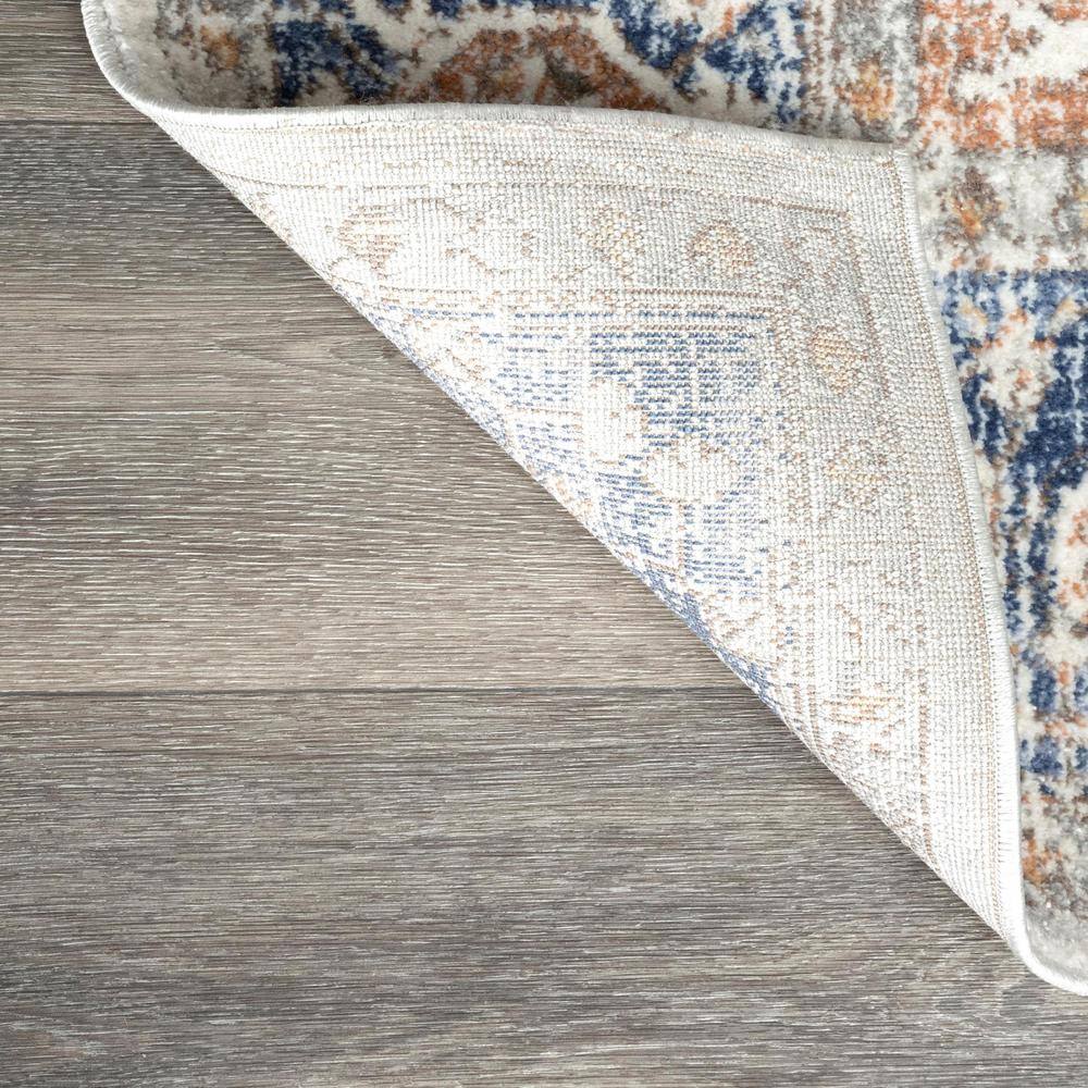 Reversible Vintage Floral Blue Synthetic Area Rug, 5' x 7'