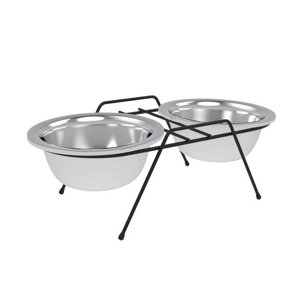 Petmaker 40 oz. Stainless Steel Elevated Dog/Cat Bowls in Silver