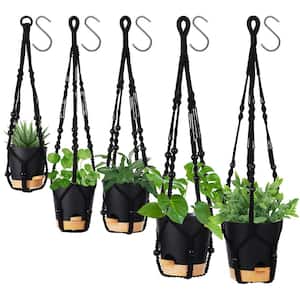 5-Piece Hanging Planters for Indoor Plants, Plastic Hanging Basket for Indoor Boho Home Decor, Macrame Plant Hanger