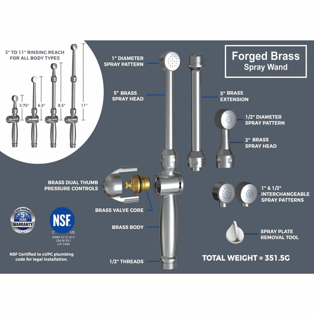 Aquaus 360 Brass Handheld Bidet Sprayer with Dual Spray