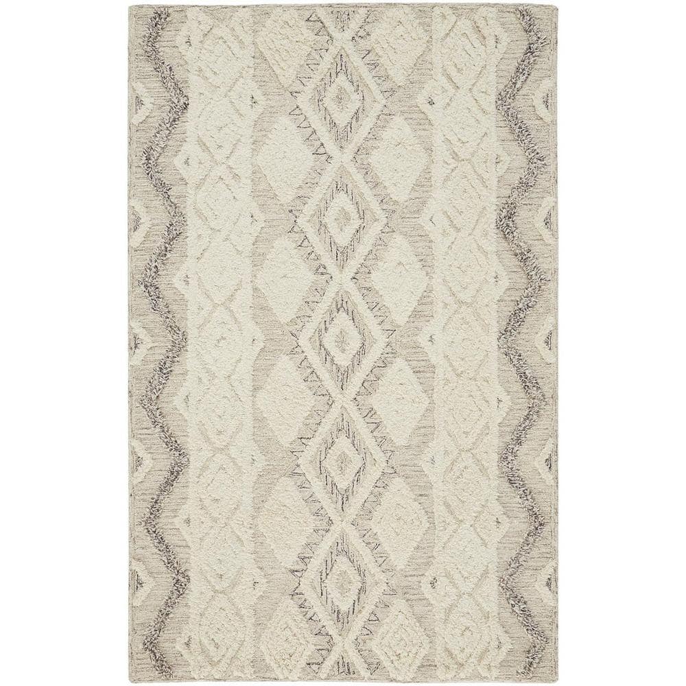 HomeRoots Ivory Taupe and Gray 2 ft. x 3 ft. Geometric Area Rug ...
