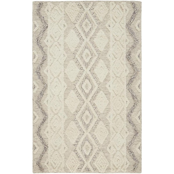 HomeRoots Ivory Taupe and Gray 2 ft. x 3 ft. Geometric Area Rug