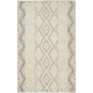 Ivory Taupe and Gray 2 ft. x 3 ft. Geometric Area Rug